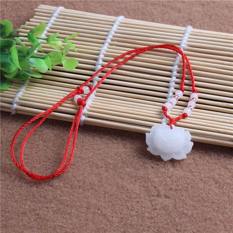 Street stall goods 25 single-hole and double-hole imitation jade crystal glass white jade lotus pendants, men's and women's jade pendants, car hanging accessories