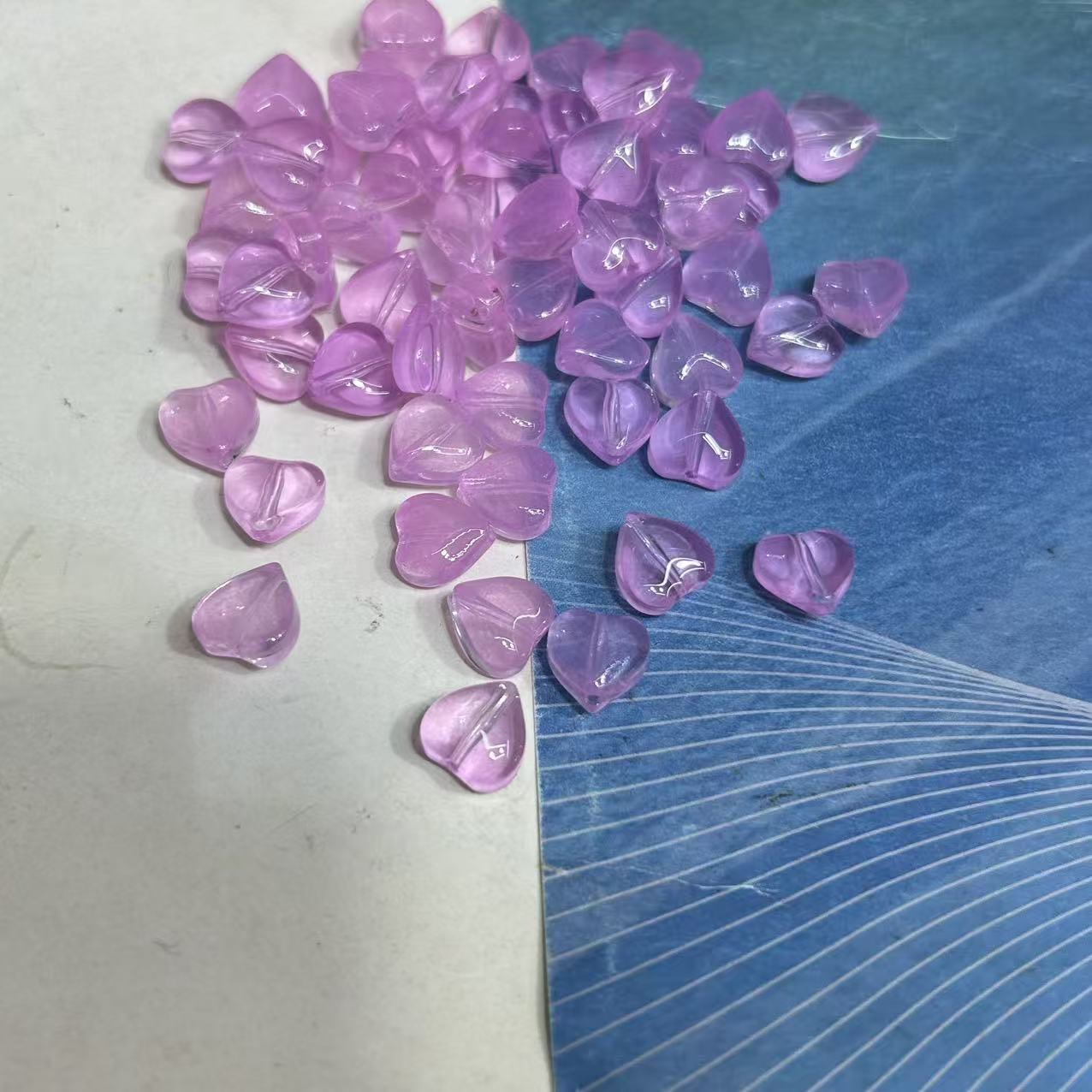 Glass bead petal hairpin flower heart peach heart nail sticker ancient-style retro hairpin material flower hairpin accessories Hanfu material detail image 11