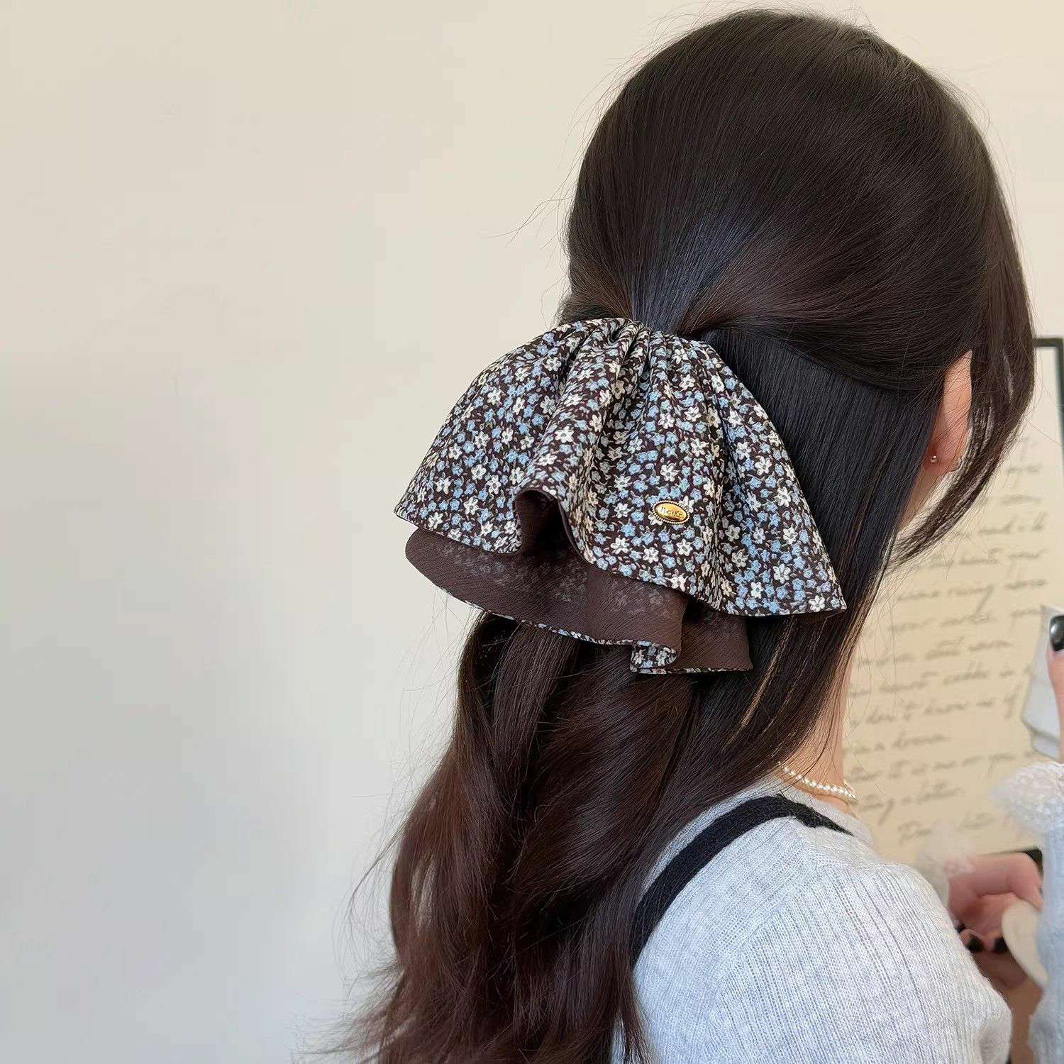 2026 New Korean-style small floral skirt, high ponytail hair clip, hair accessory, fresh and elegant hairpin detail image 2