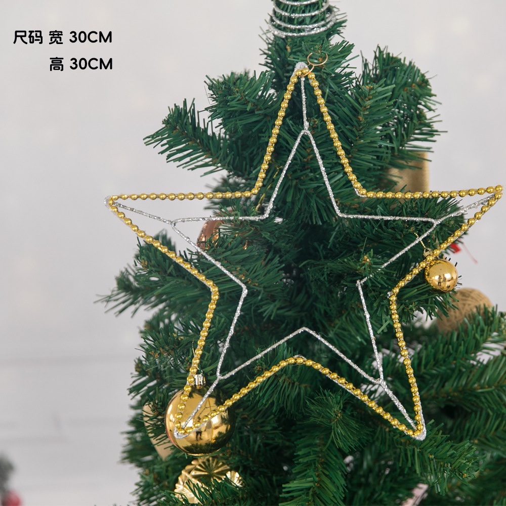 新款闪粉五角星吊坠挂件圣诞树装饰用品圣诞装饰品批发铁艺星星