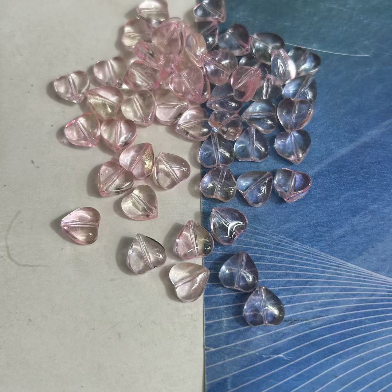 Glass bead petal hairpin flower heart peach heart nail sticker ancient-style retro hairpin material flower hairpin accessories Hanfu material detail image 9