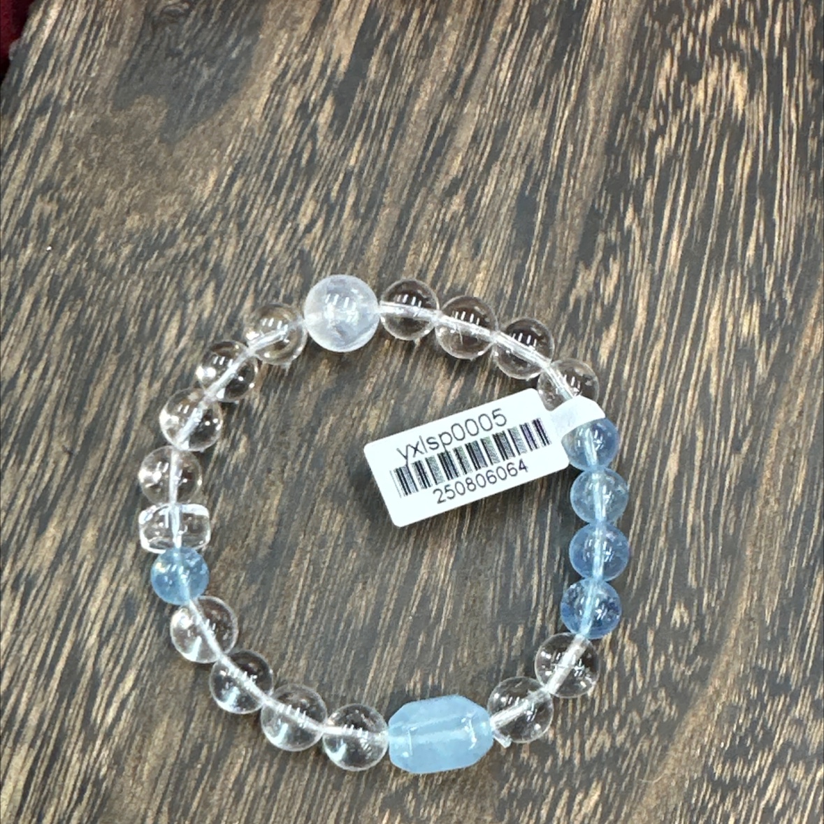 Influencia cristal natural mar azul con forma de luna mano cadena de perlas de cristal pulsera de cristal natural details Picture