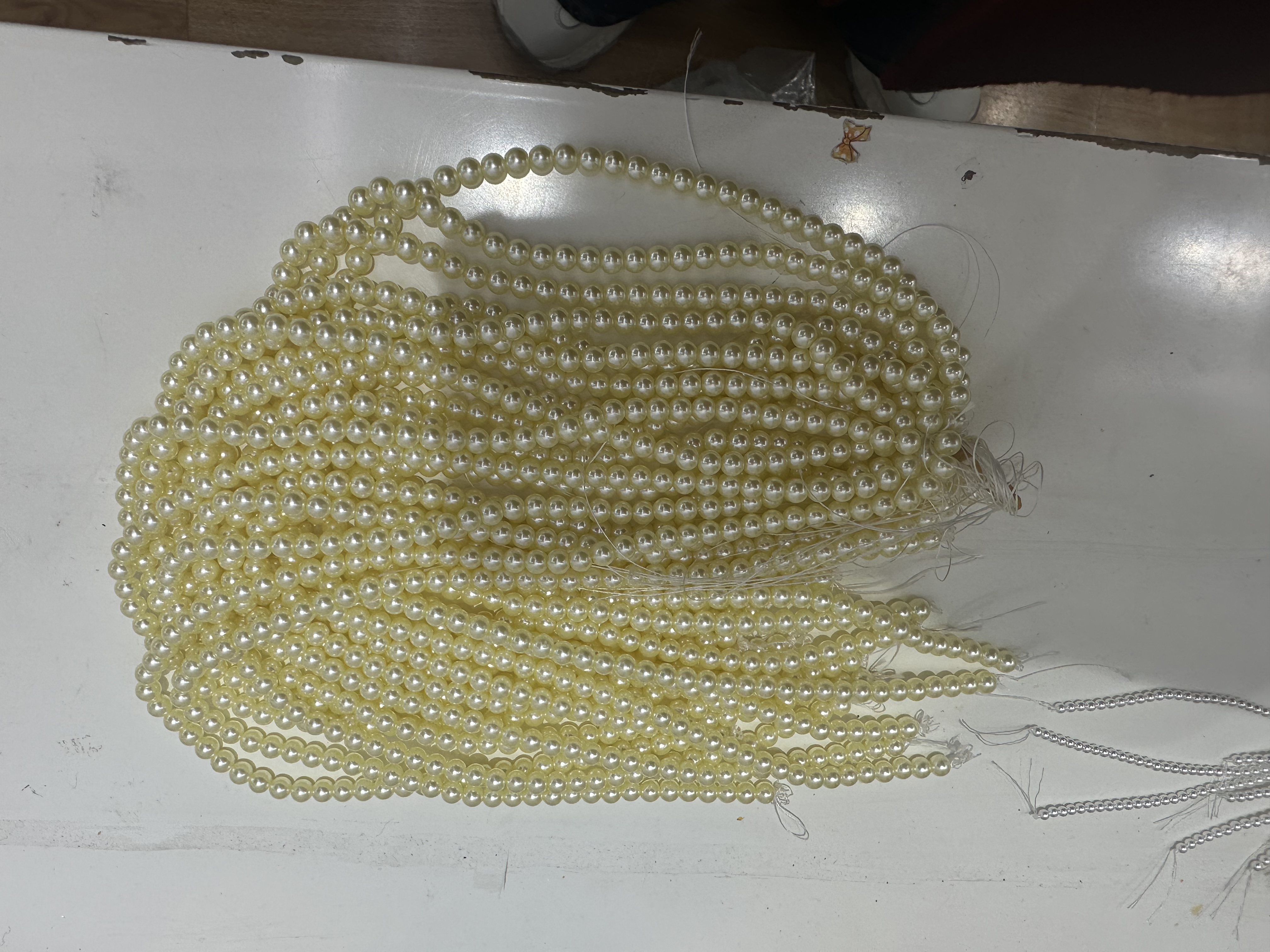 8mm玻璃珍珠半成品迷你仿贝珠珍珠散珠直孔小珠子DIY饰品配件材料