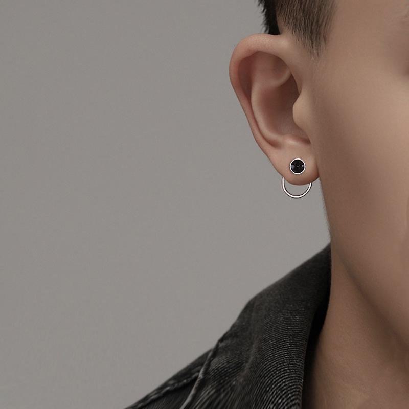 In 26 years, men's earstud fashion, hip-hop men's niche, Instagram single-piece earrings, trendy and individual, tassel circle men's earrings, earstud accessories Specification image