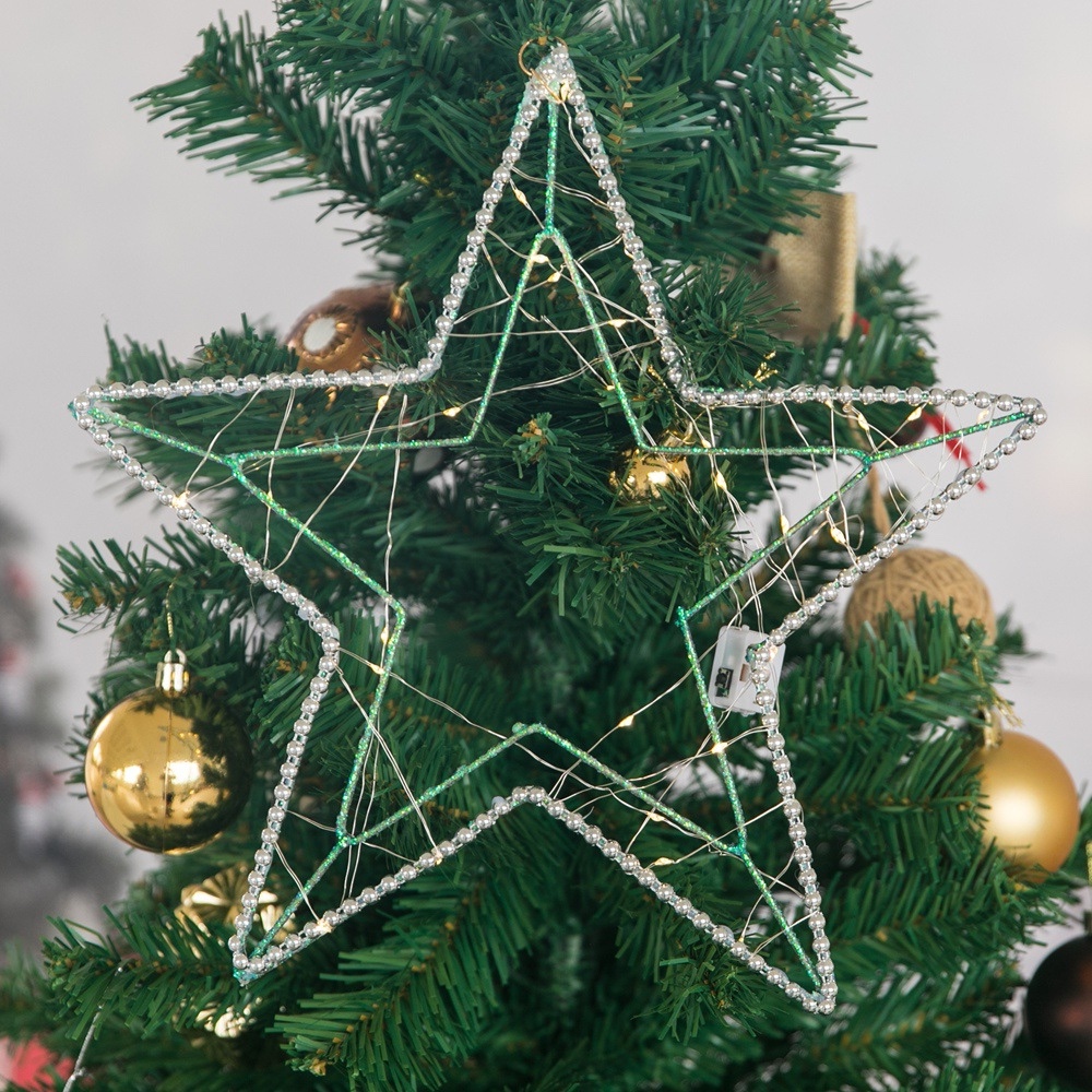 New glitter five-pointed star pendant, Christmas tree decoration item, Christmas decoration wholesale, iron star Application Scenario