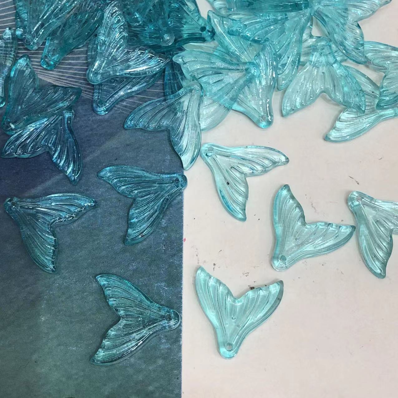 Czech glass petal hairpins, ancient-style hairpins, headwear, tassels, Hanfu materials, accessories, 20*20 fish tail beads, beads, crystal loose beads