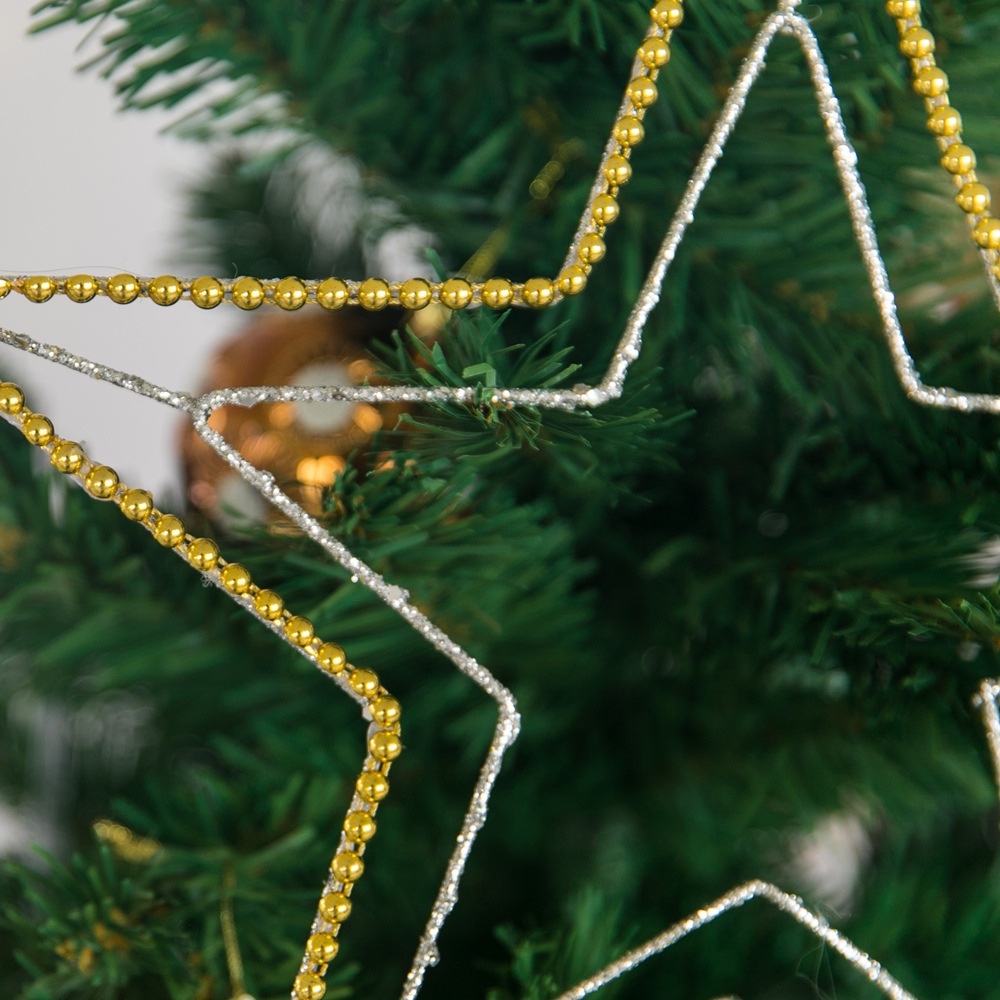 New glitter five-pointed star pendant, Christmas tree decoration item, Christmas decoration wholesale, iron star detail image 4