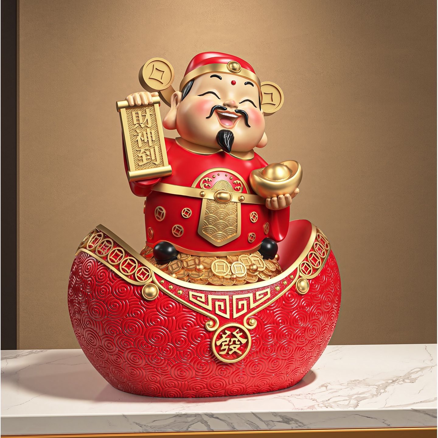 新款招财财神爷店铺公司前台桌面轻奢装饰品开业大吉创意摆件礼物 产品图