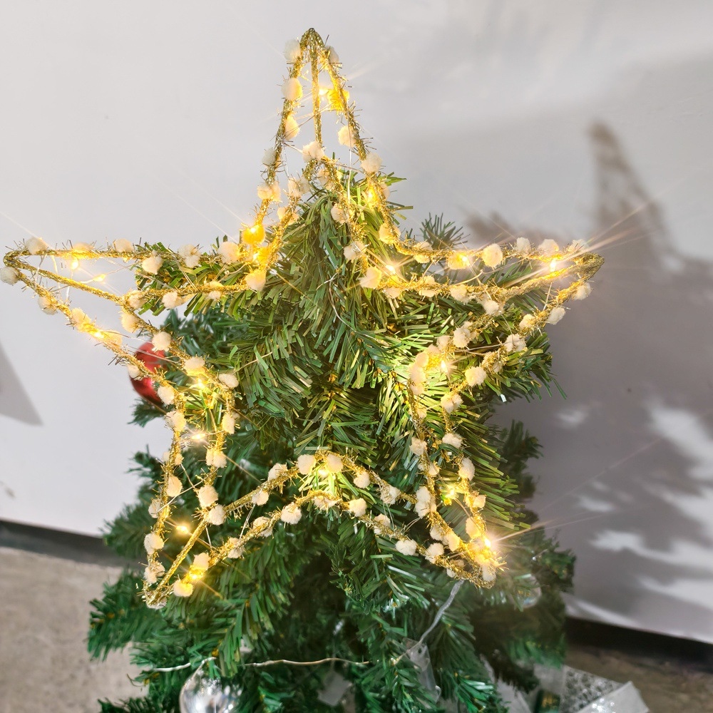 五角星LED灯串发光星星造型灯夜景灯圣诞树顶星铁艺发光装饰