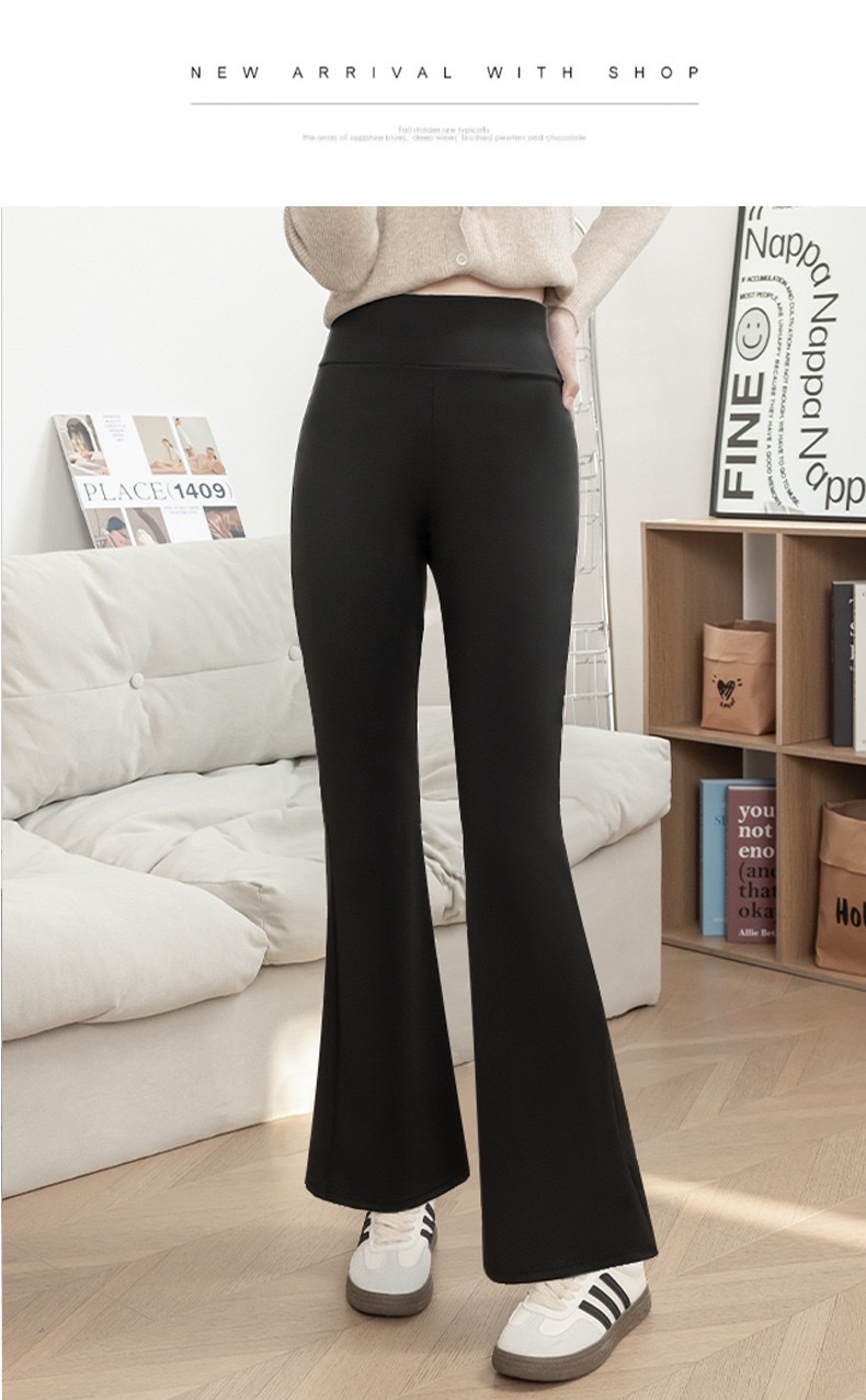 Wear black high-waisted, slimming, form-fitting horseshoe pants, leggings, Barbie pants, yoga pants, long pants, and slightly flared shark pants detail image 11