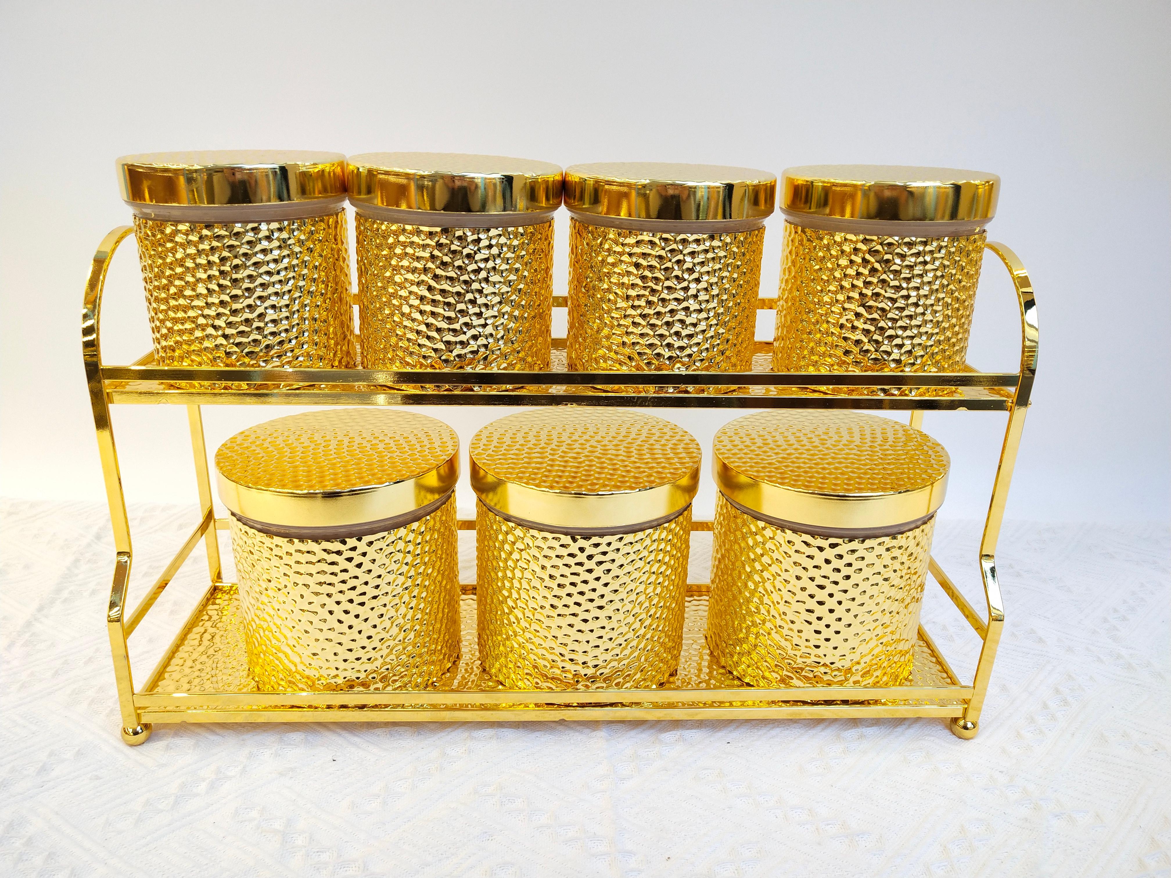 Golden metallic texture storage jar set, coffee jar, tableware storage sealed jar, vacuum glass lunch box storage sealed jar