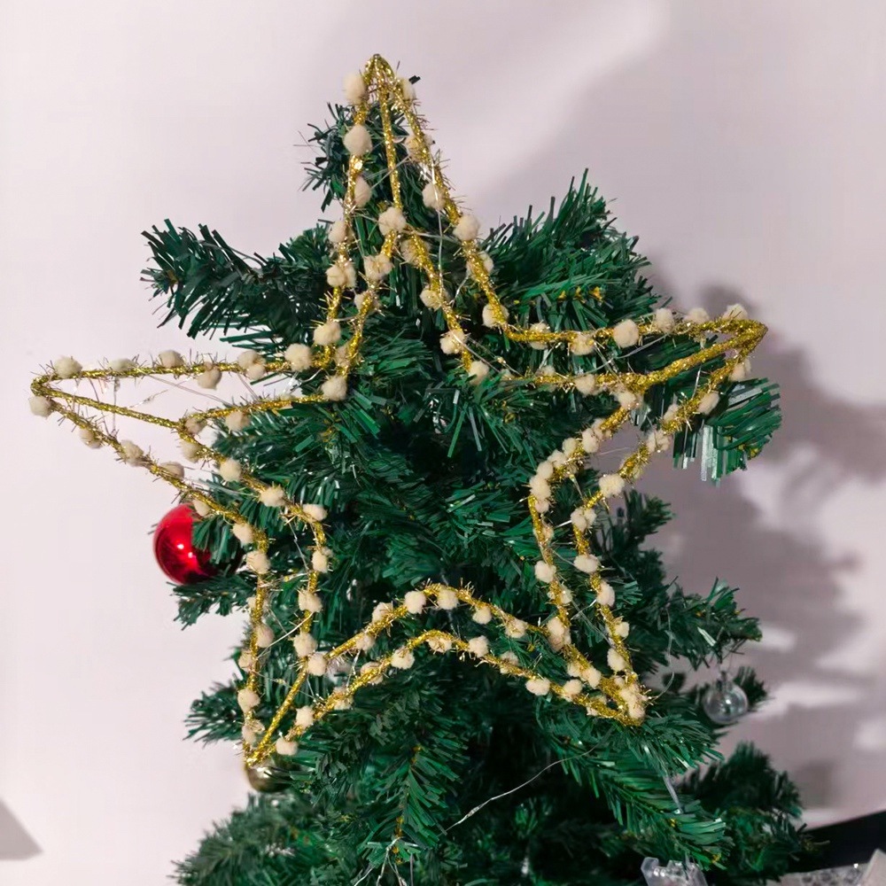 Five-pointed star LED light string, illuminated star-shaped lights, night scene lights, Christmas tree top star, ironwork illuminated decoration Specification image