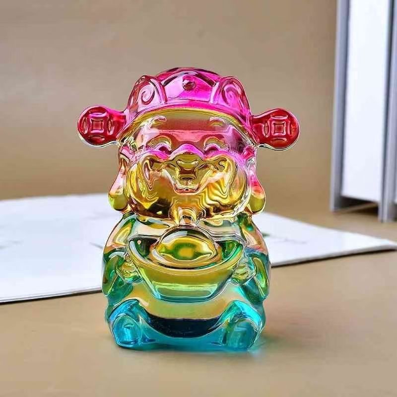 God of Wealth figurines, crystal handicrafts, glass tables, pet ornaments, opening decorations, yellow crystal, crystal Item Picture