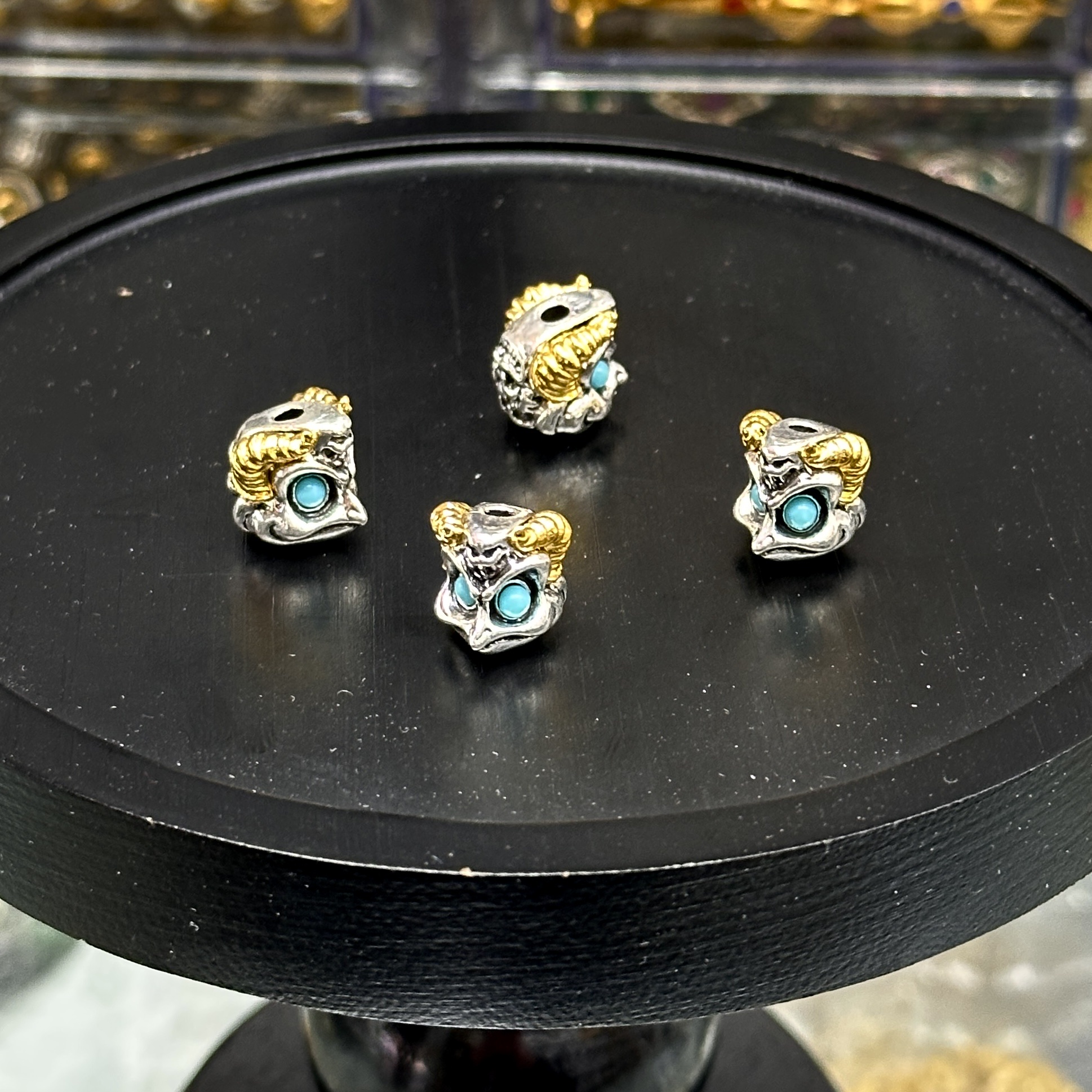 Tibetan-style alloy accessories, large bird hollowed-out beads, retro two-color beads, handcrafted cultural and artistic bracelets, pendants, DIY jewelry accessories