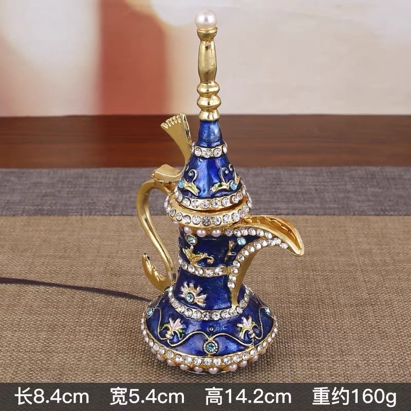 Diamond-encrusted small wine pot, handicraft, ethnic characteristic jewelry box, Russian storage box, creative small gift Item Picture