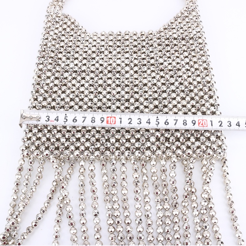 2026 New Women's silver tassel beaded single-shoulder bag, a retro silver bag designed by a niche brand detail image 2