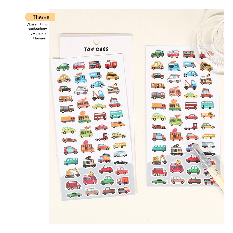 Cartoon toy cars, Guka stickers, children's favorite rewards, decorative stationery, car water cups, cute pasted stickers Specification image