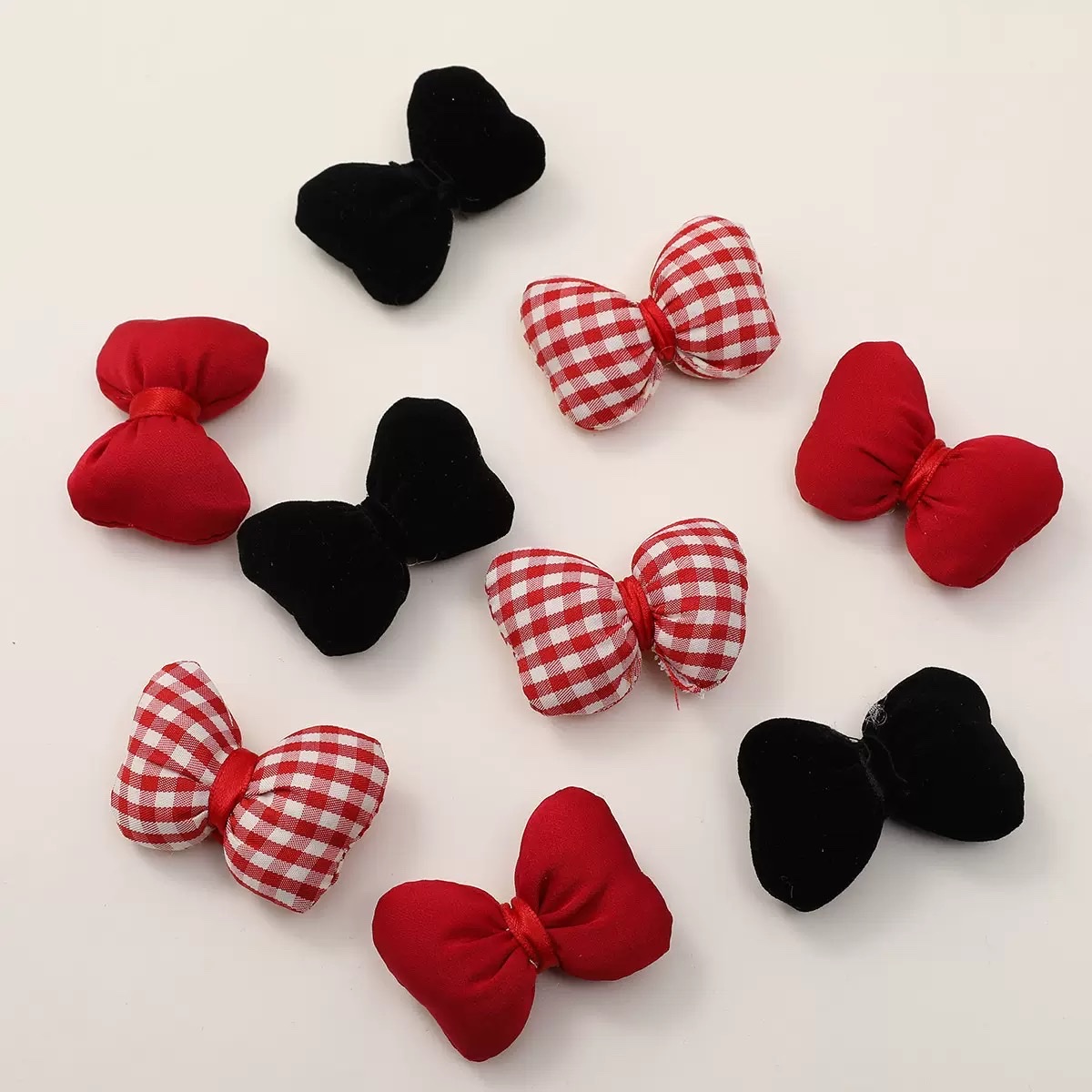 复古气质布艺充棉格纹立体蝴蝶结配件DIY头饰发饰发夹女材料批发