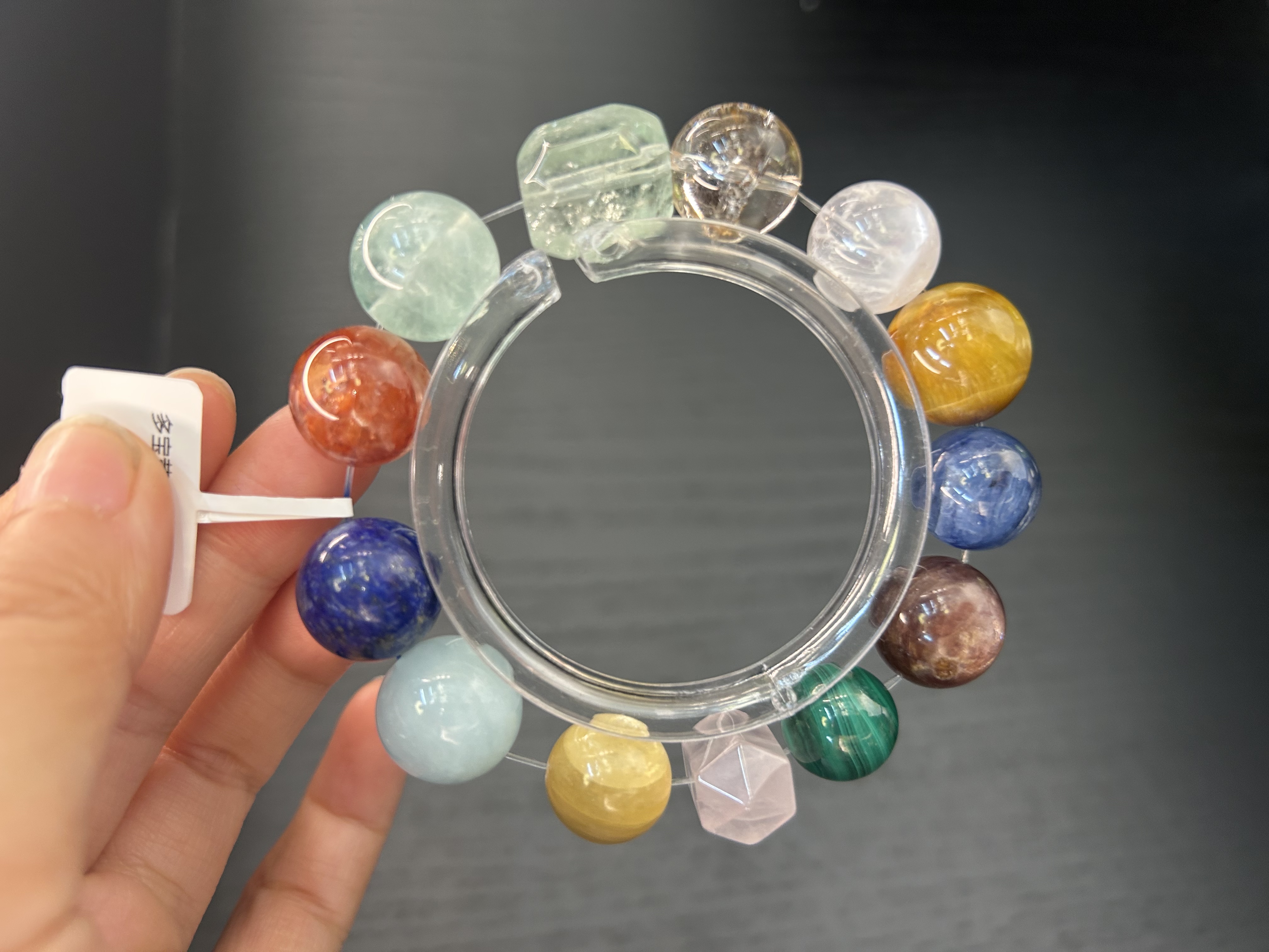 多宝光水晶手串天然水晶配饰粉水晶孔雀石葡萄石海蓝宝手串