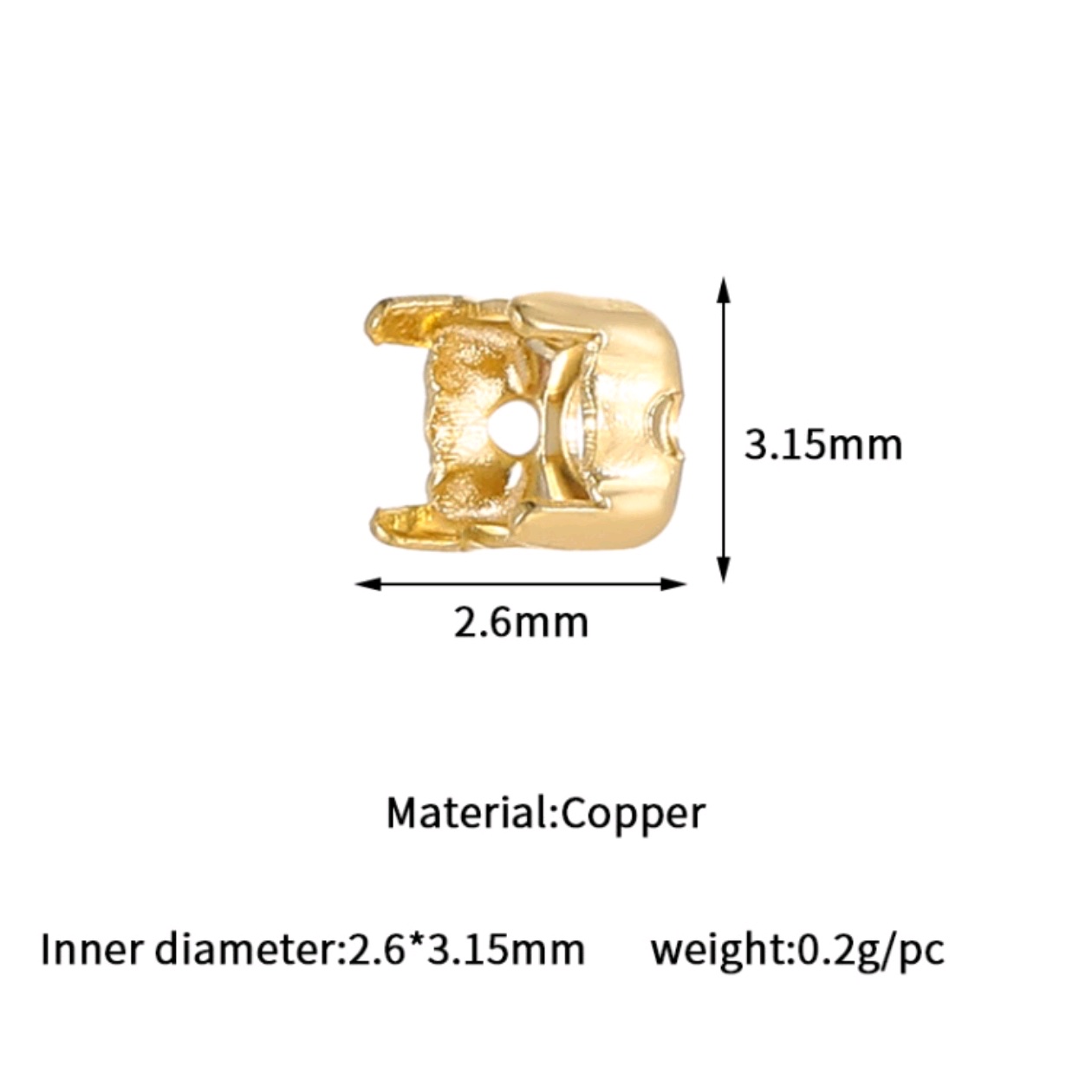 Zhongxing 14K gold and copper plated four-corner claw tray mini micro-inlaid zircon base tray Empty tray with holes Handmade diy jewelry accessories Application Scenario
