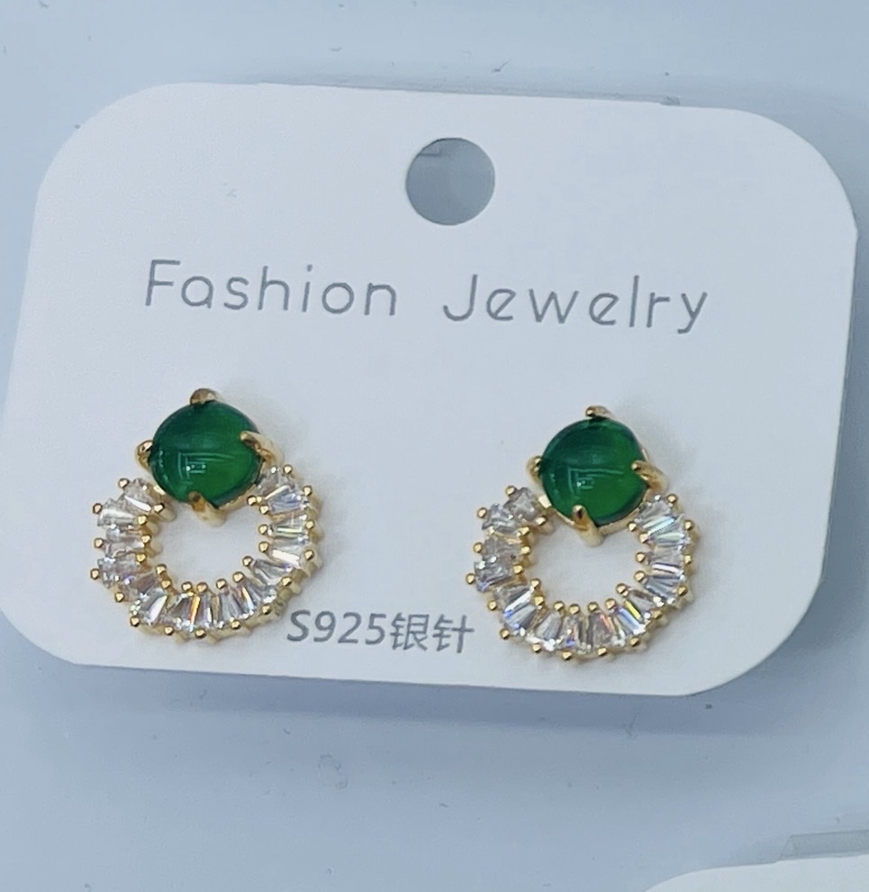 电镀18k真金耳环耳钉锆石银针耳钉