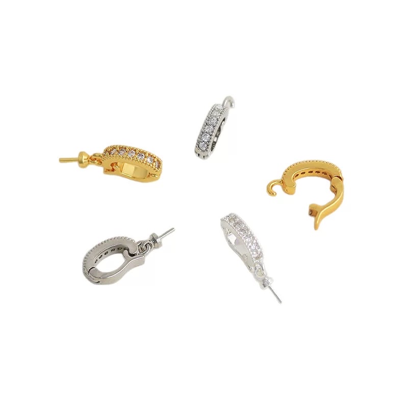 Color-preserving zircon D-shaped buckle universal clasp, 18K real gold plated diy pearl necklace pendant, beaded jewelry accessory detail image 5