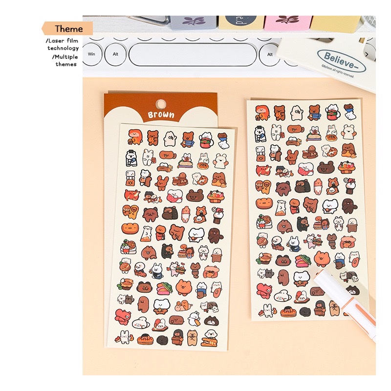 Brown bear Guka stickers Cartoon cute planner stickers DIY small card drip glue phone case water cup decoration stickers Specification image