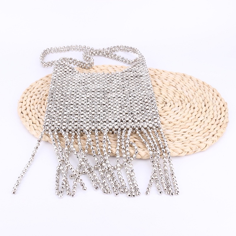 2026 New Women's silver tassel beaded single-shoulder bag, a retro silver bag designed by a niche brand detail image 8