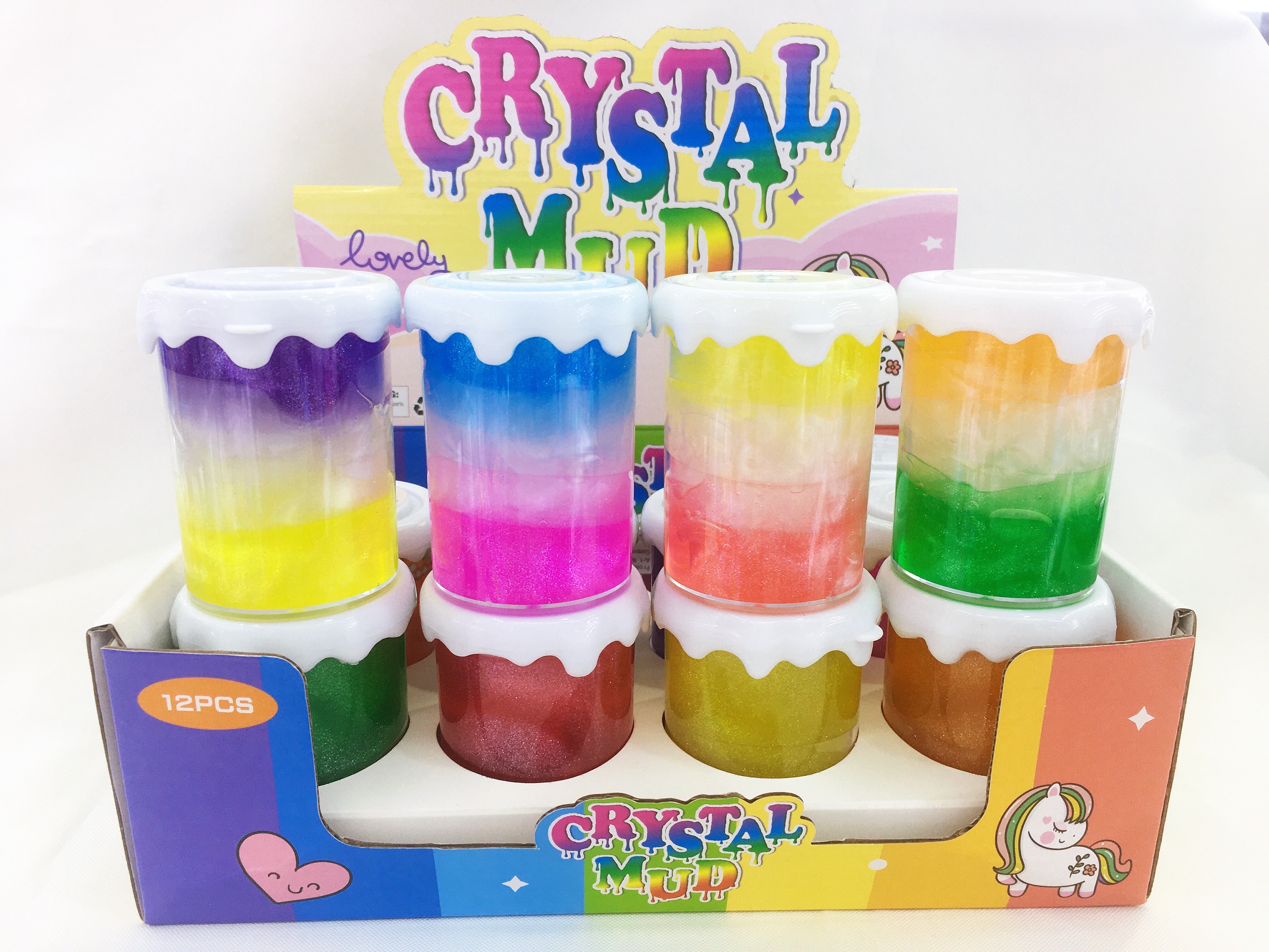 捏乐玩具胶囊扭蛋陀螺创意减压玩具 彩色水晶泥 儿童玩具