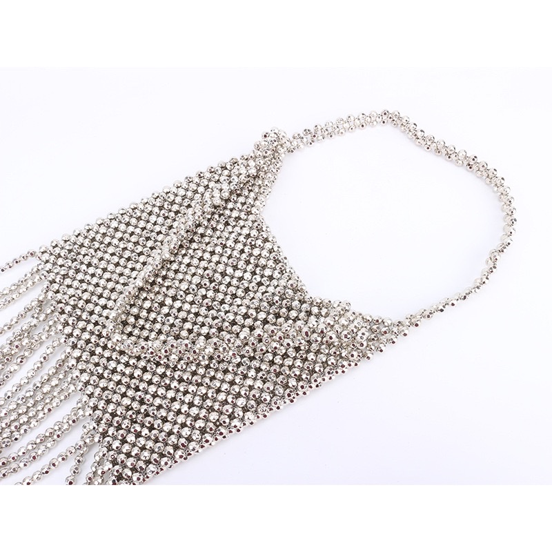 2026 New Women's silver tassel beaded single-shoulder bag, a retro silver bag designed by a niche brand detail image 10