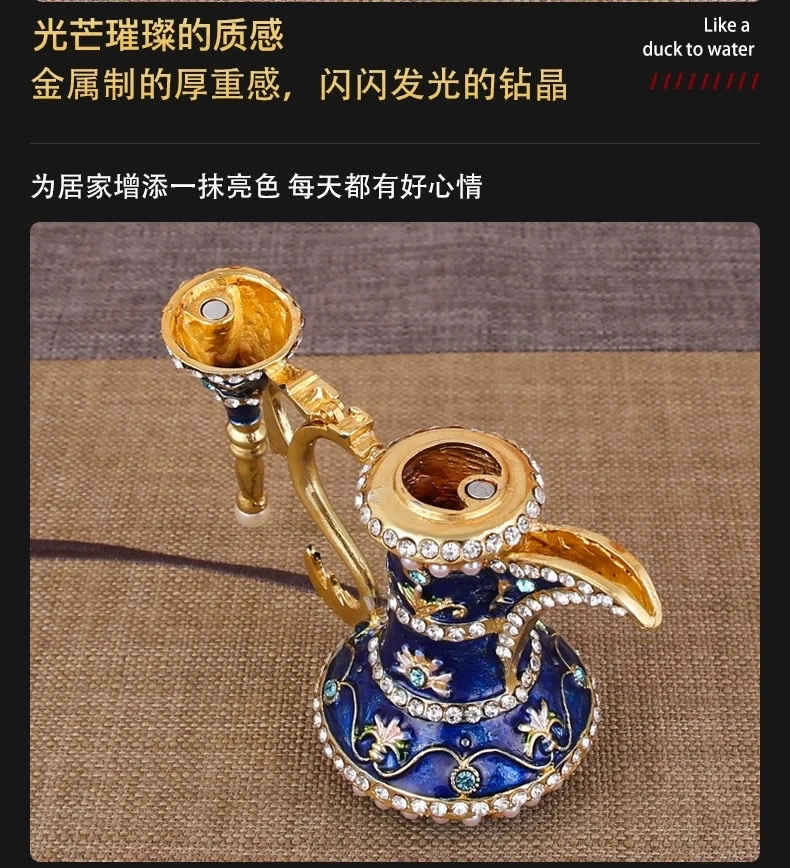 Diamond-encrusted small wine pot, handicraft, ethnic characteristic jewelry box, Russian storage box, creative small gift detail image 5