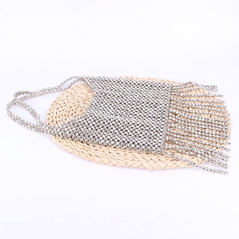 2026 New Women's silver tassel beaded single-shoulder bag, a retro silver bag designed by a niche brand Item Picture