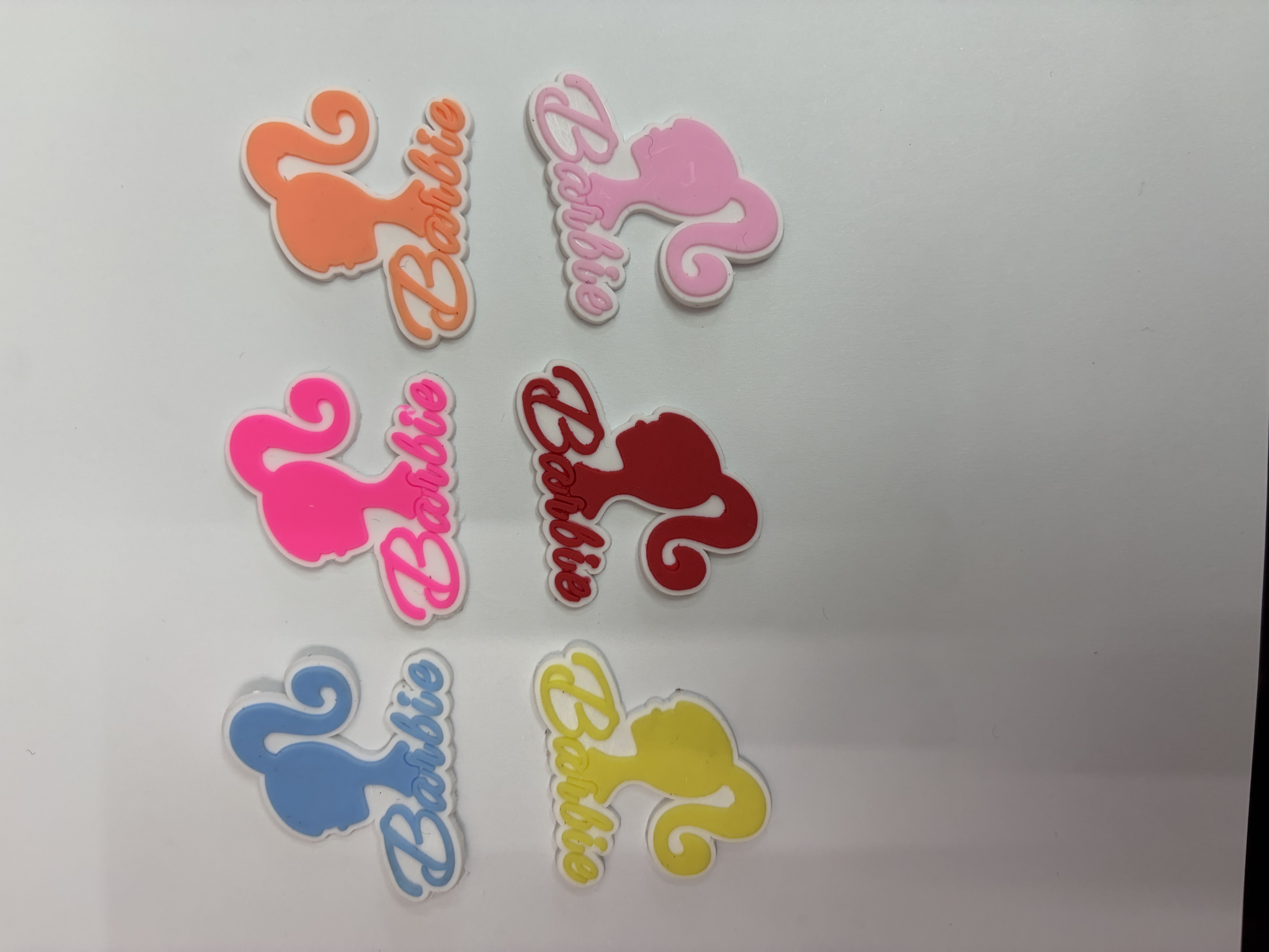 PVC cartoon Barbie letter accessories, phone case refrigerator patches, Crocs shoe flower accessories, luggage patches. details Picture