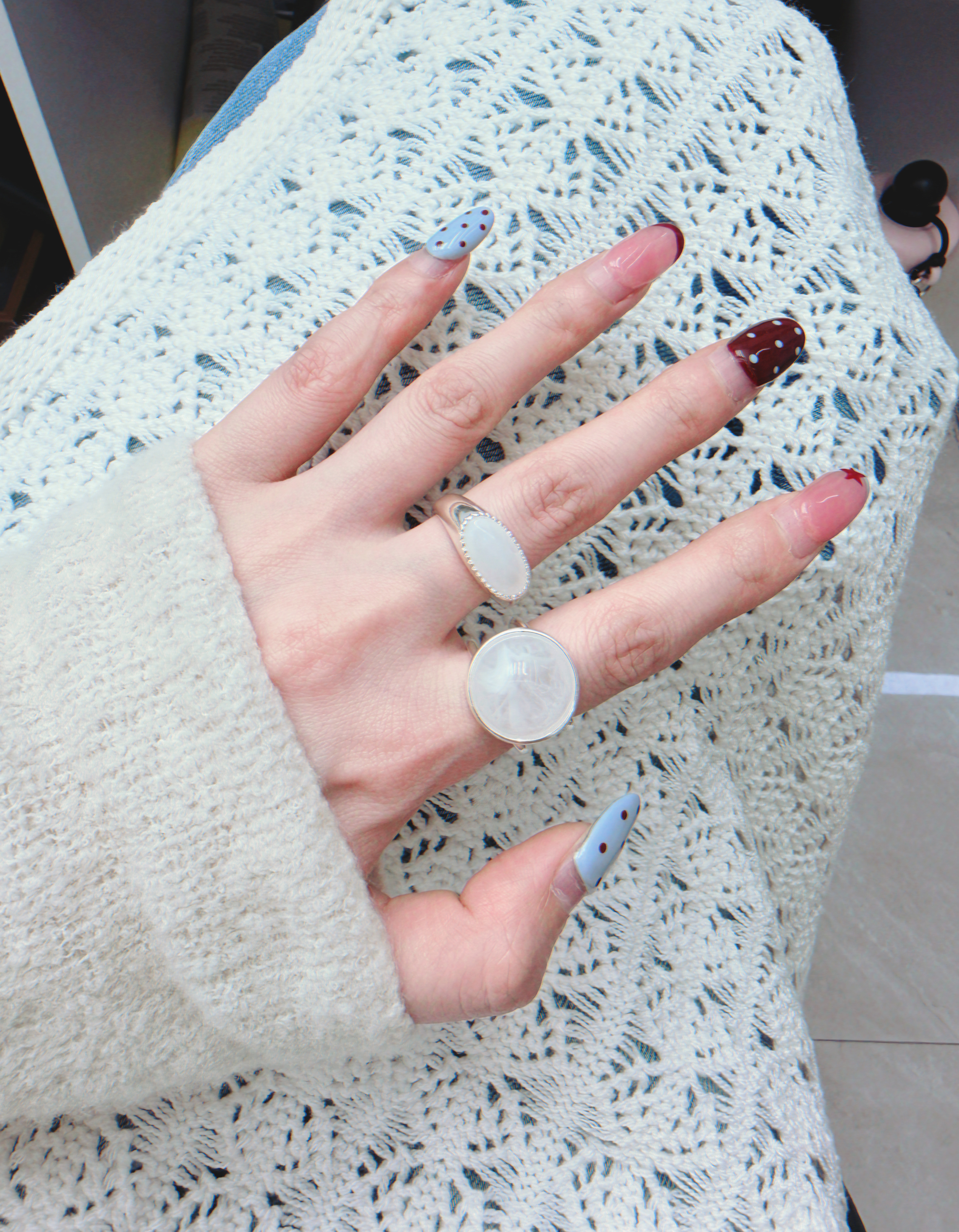 蛋白石ings风/冷淡风/简约时尚百搭戒戒指