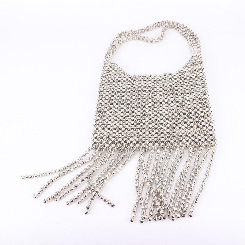 2026 New Women's silver tassel beaded single-shoulder bag, a retro silver bag designed by a niche brand details Picture