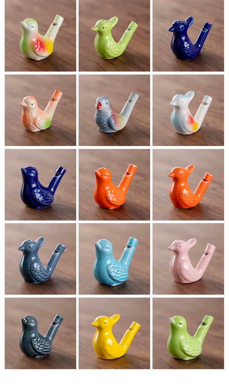 Ceramic ornaments of water birds and whistling birds detail image 3