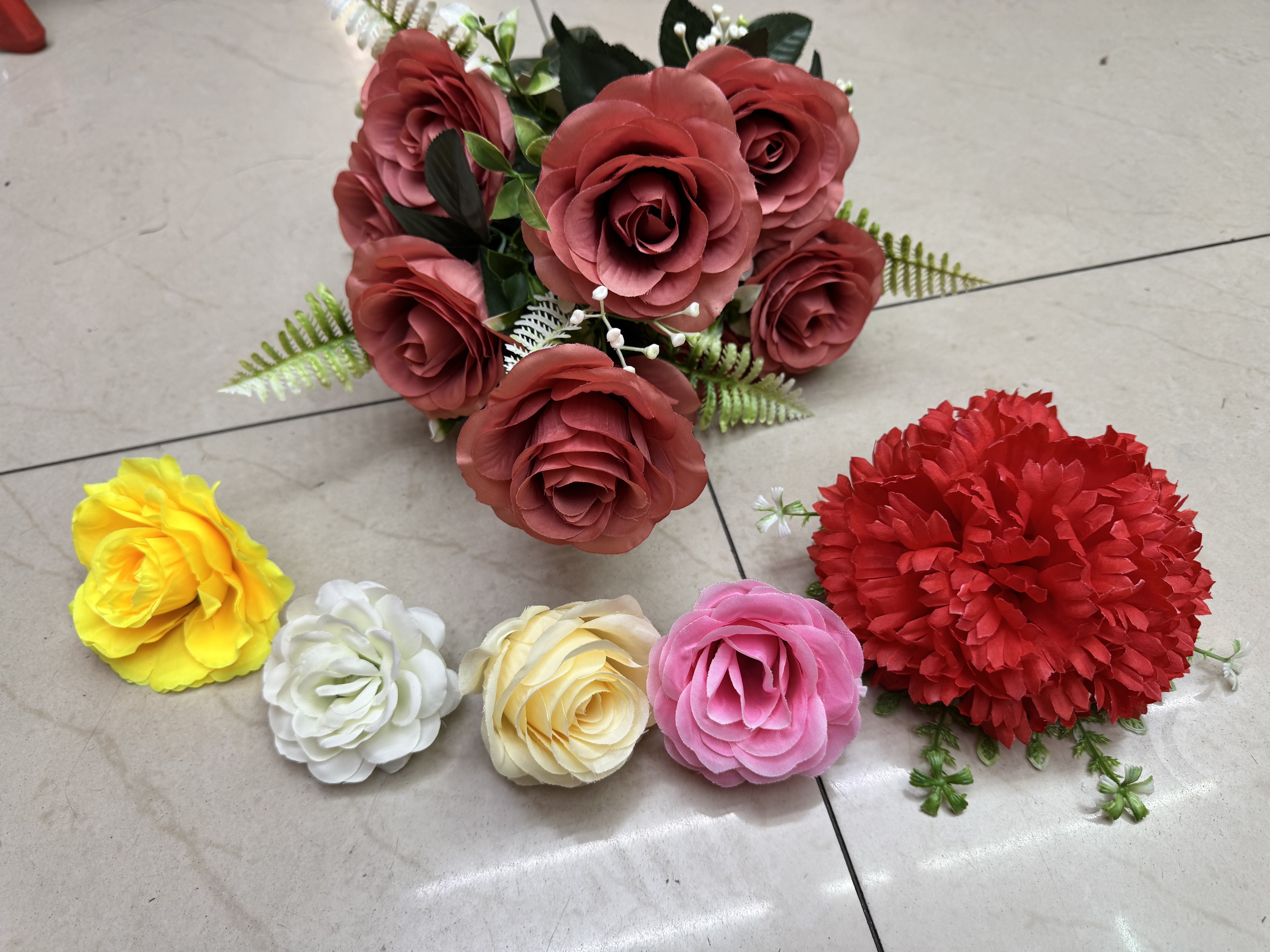 玫瑰假花小摆件防腐防雨户外装饰花装饰氛围