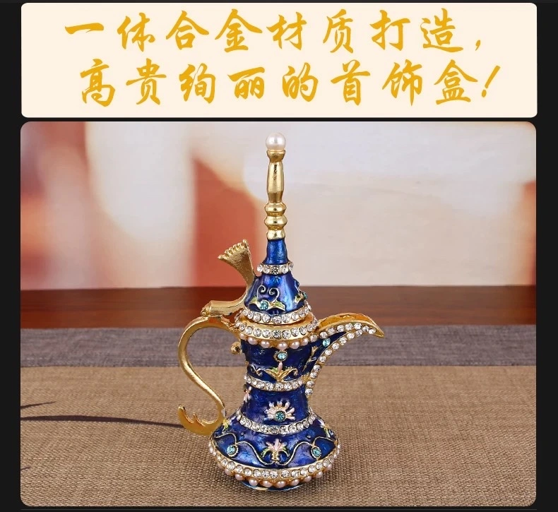 Diamond-encrusted small wine pot, handicraft, ethnic characteristic jewelry box, Russian storage box, creative small gift detail image 3
