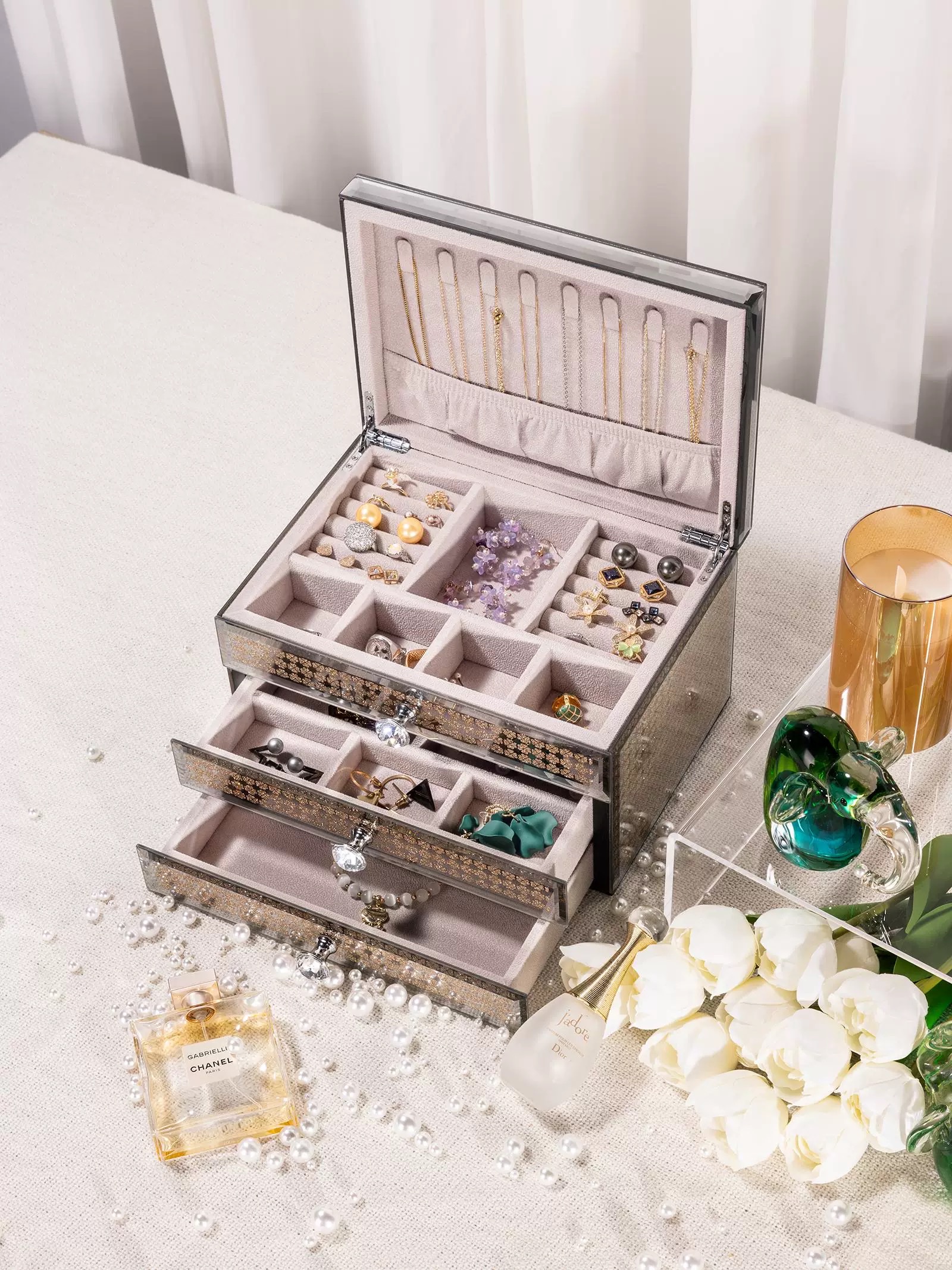 幸运星新款首饰盒子饰品首饰收纳盒高档精致结婚生日礼物详情图3