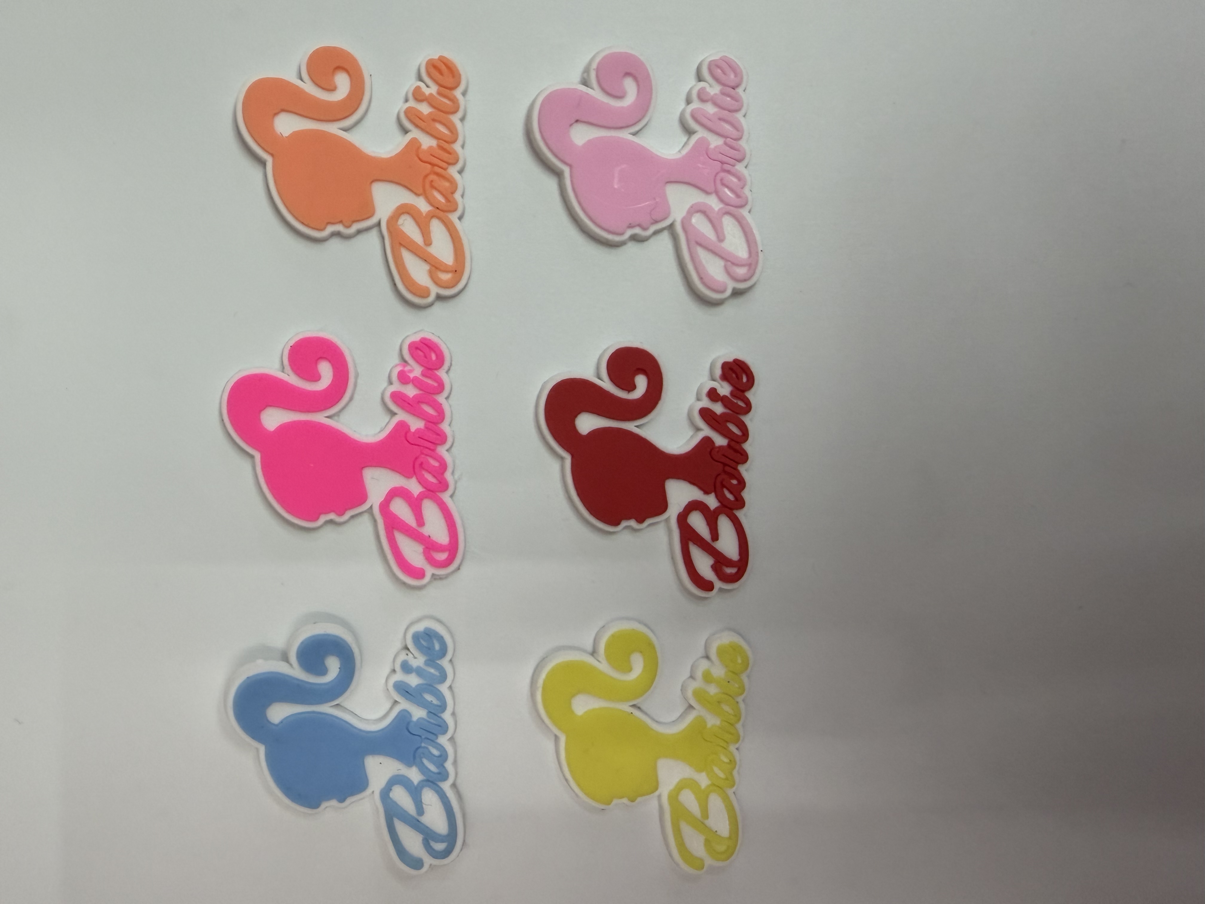 PVC cartoon Barbie letter accessories, phone case refrigerator patches, Crocs shoe flower accessories, luggage patches. detail image 3