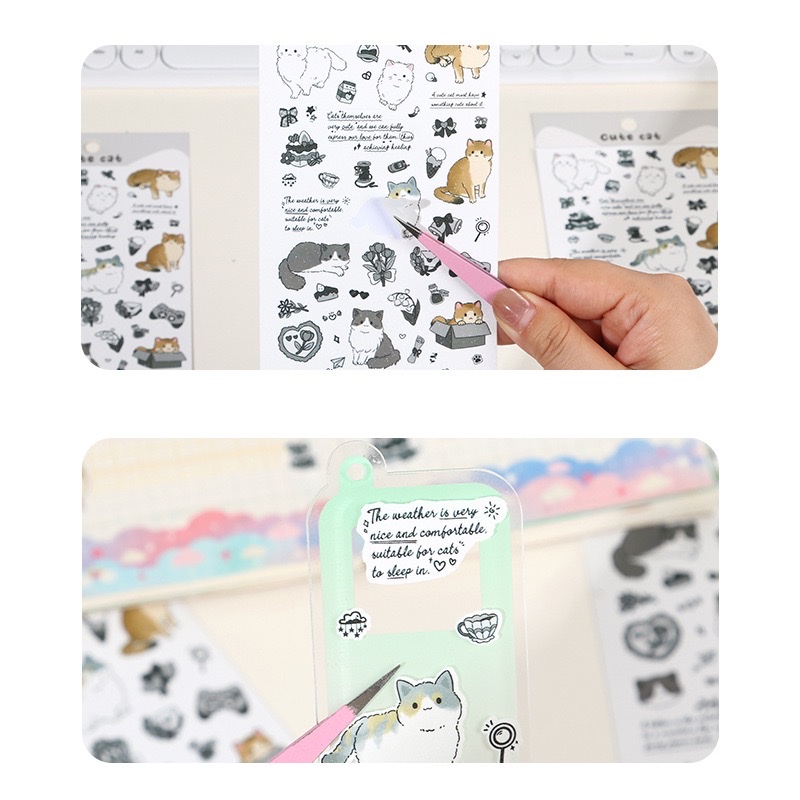 Hand-painted kitten Guka stickers, cartoon and cute planner materials, phone cases, water cup decorations, waterproof small sticker stickers detail image 2