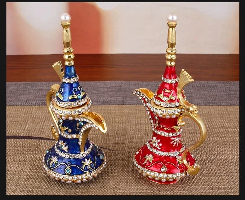Diamond-encrusted small wine pot, handicraft, ethnic characteristic jewelry box, Russian storage box, creative small gift detail image 9