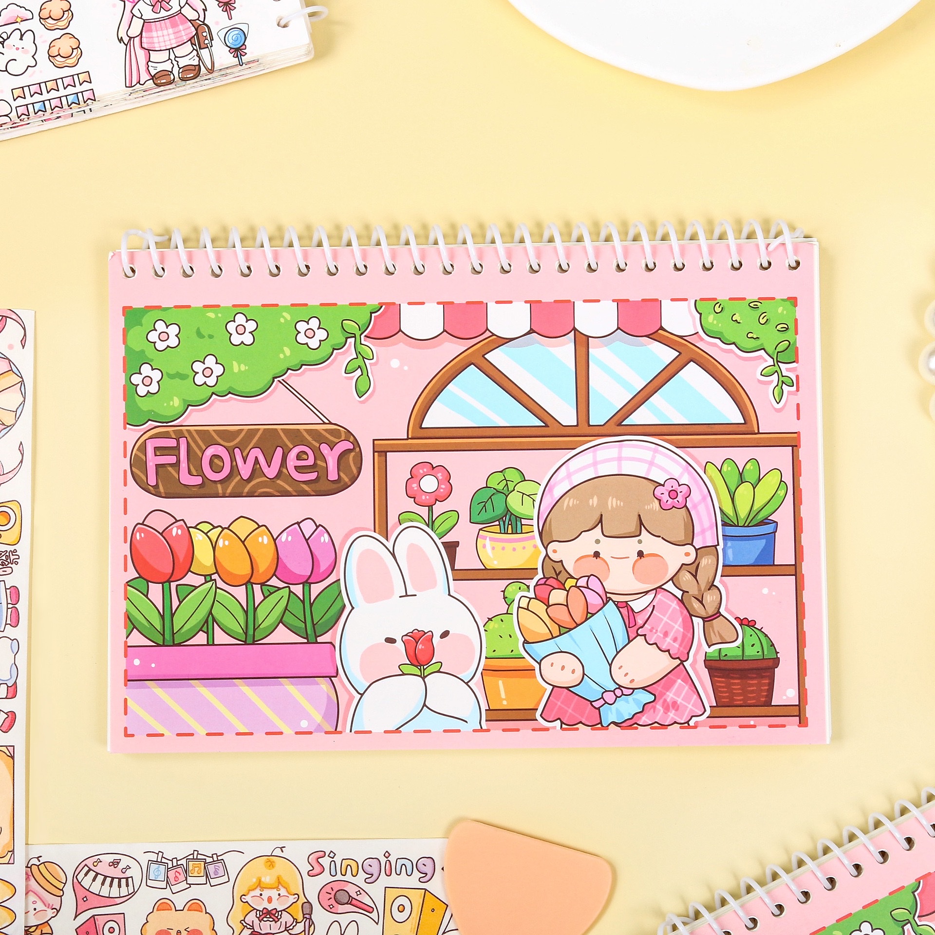 A5 notebook, bean sprout Paste cute style release book, loose-leaf tape sticker double-sided planner, student notebook details Picture
