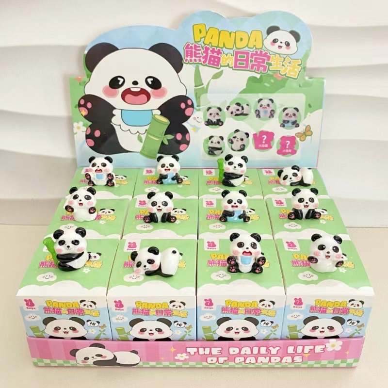 熊猫公仔树脂流水摆件小摆件冰箱贴公仔树脂创意装饰品