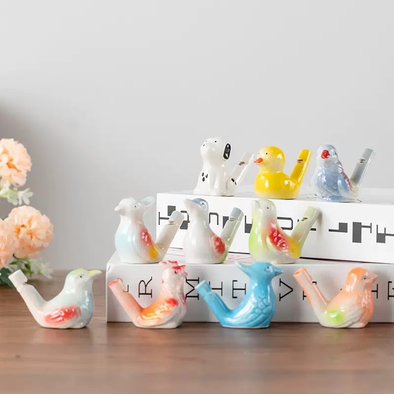 Ceramic ornaments of water birds and whistling birds detail image 7