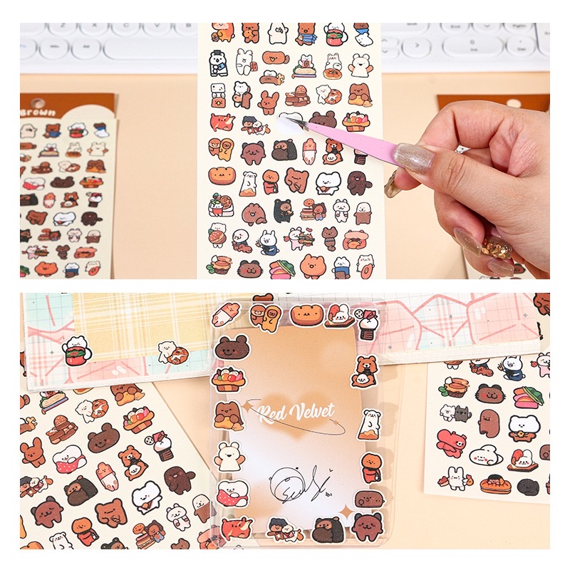Brown bear Guka stickers Cartoon cute planner stickers DIY small card drip glue phone case water cup decoration stickers detail image 4