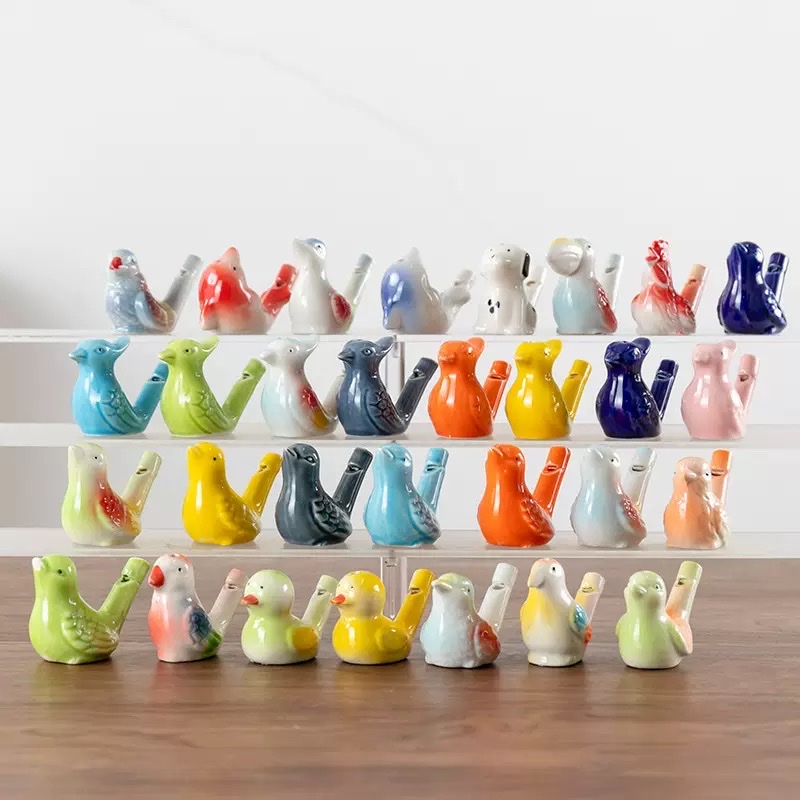 Ceramic ornaments of water birds and whistling birds detail image 5