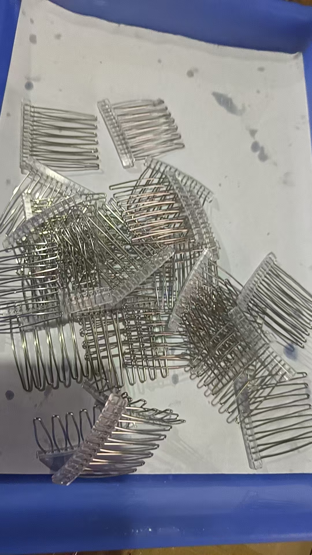 7 齿银色发夹设计配饰仿古琉璃珠批发