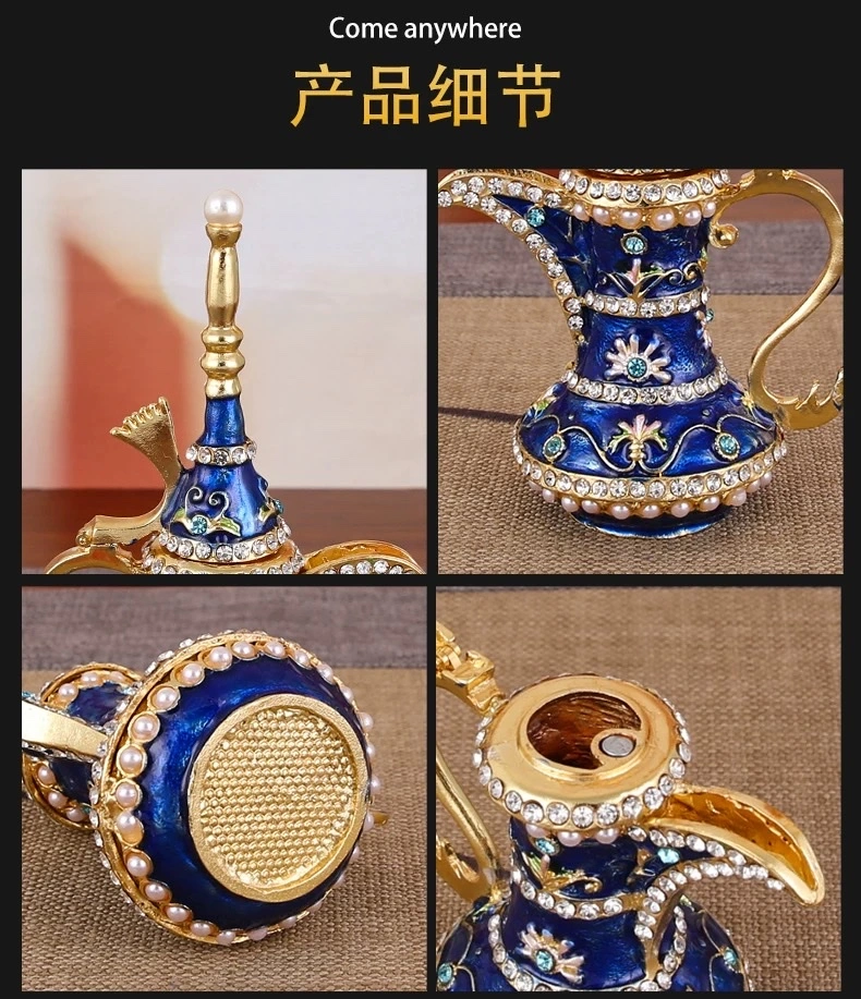 Diamond-encrusted small wine pot, handicraft, ethnic characteristic jewelry box, Russian storage box, creative small gift detail image 8