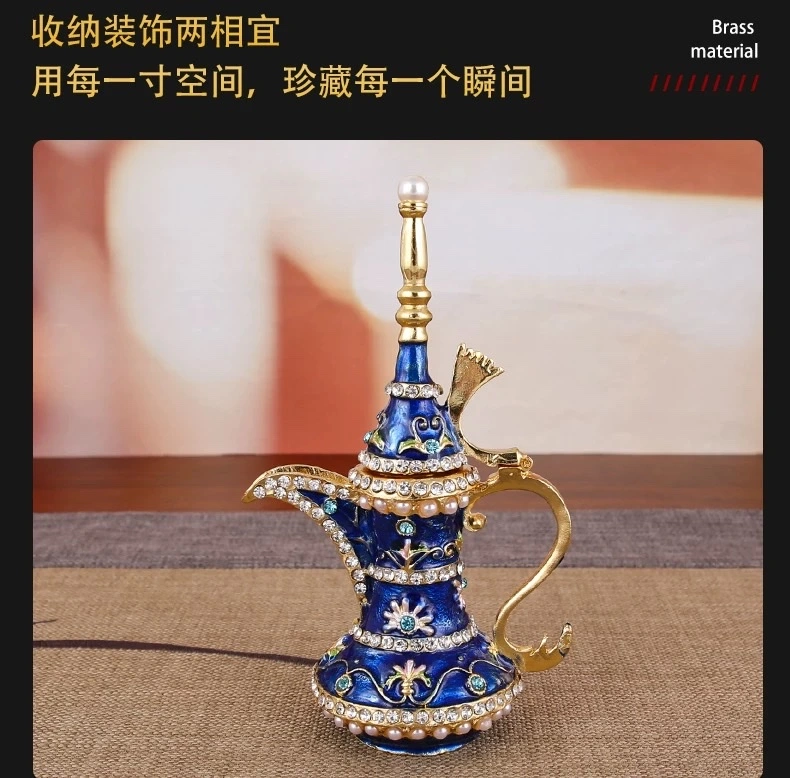 Diamond-encrusted small wine pot, handicraft, ethnic characteristic jewelry box, Russian storage box, creative small gift detail image 4